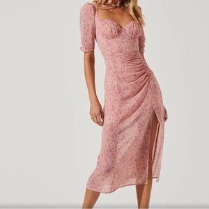 Astr Pink Floral Midi Dress